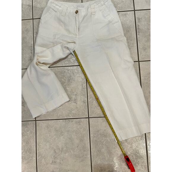 Charter Club White 100% Linen Cropped Length Lined Pants Size 8P - Picture 4 of 6